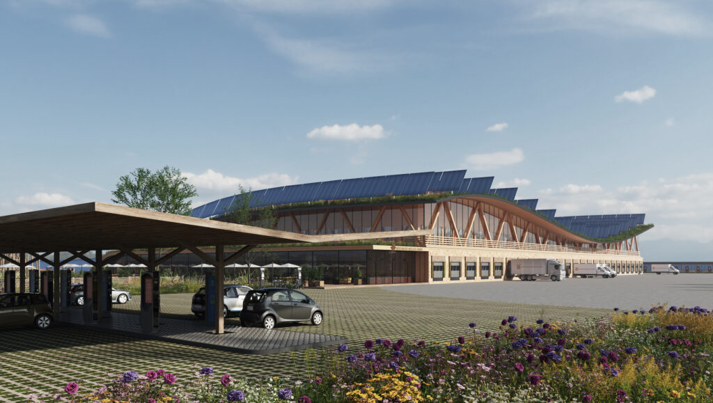 Eine eigene E-LKW-Flotte, die Erlebnisgastronomie und eine E-Tankstelle sollen Mehrwerte für Anwohner und Besucher bieten.