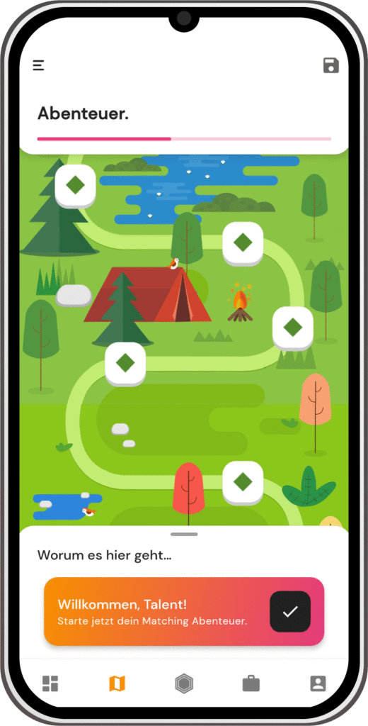 Gamification at its best: the young people should playfully jump through the application process, from creating a profile to applying for an apprenticeship in Hallbergmoos.