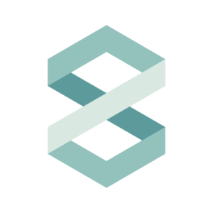 Logo von HUB EIGHT, ein geometrisches Design in sanften Blau- und Grüntönen.